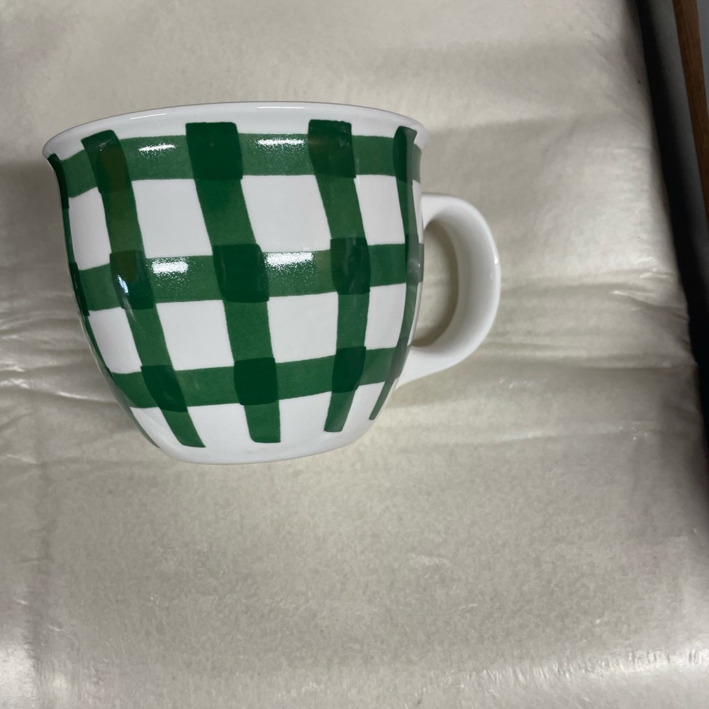 Starbucks green plaid coffee mug tea cup